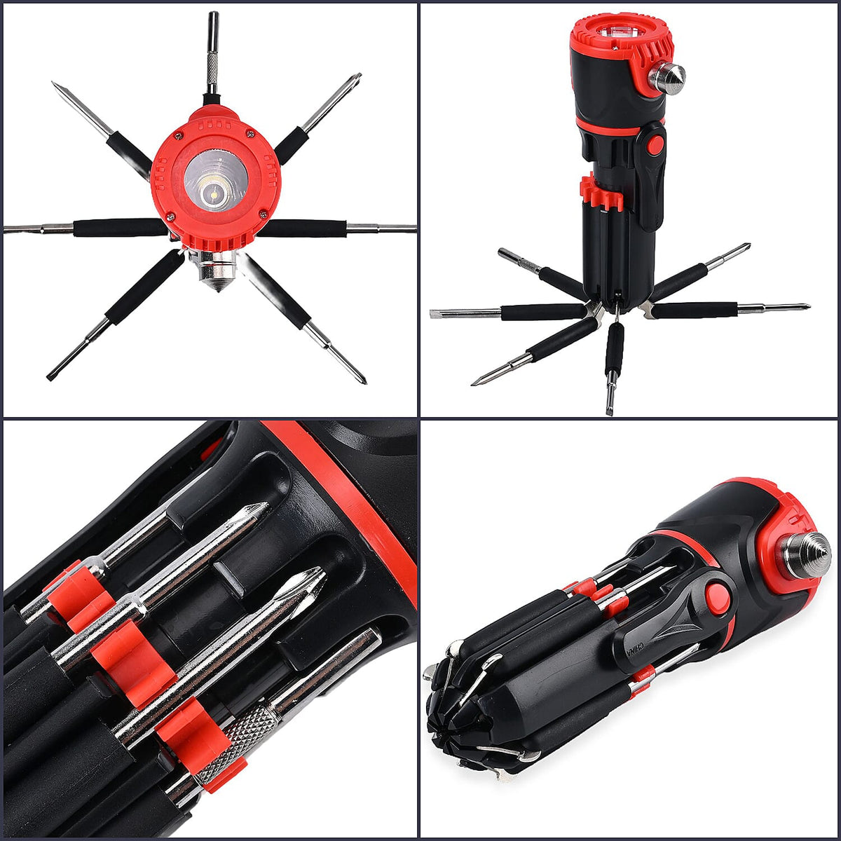12 in 1 Multifunctional Flashlight ( Inc. 1 LED Light, Taillight, Seat Belt Cutter, 7 Screwdrivers - Many More) 3xAAA Battery (Not Inc.) 7677550 15