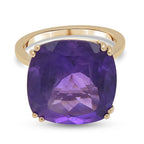 9K Yellow Gold Lusaka Amethyst Solitaire Ring 12.00 Ct.