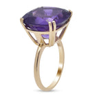 9K Yellow Gold Lusaka Amethyst Solitaire Ring 12.00 Ct.