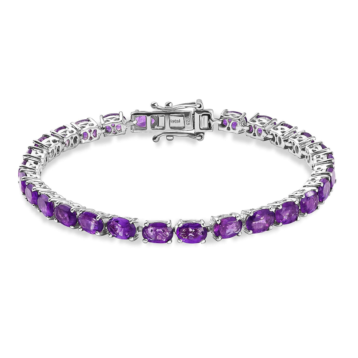 12.34 Ct. Amethyst Bracelet Platinum Plated in Sterling Silver 8727007 0