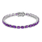Amethyst Bracelet (Size - 7) in Platinum Overlay Sterling Silver 12.34 Ct, Silver Wt. 9.65 Gms