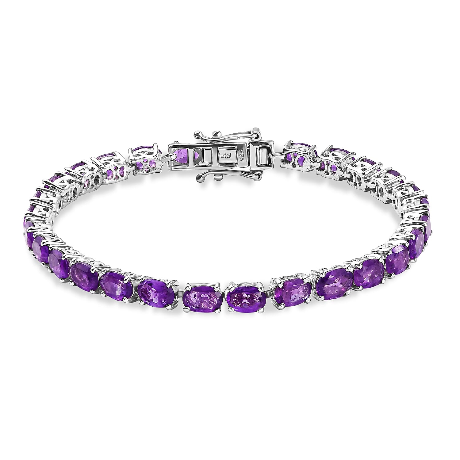 12.34 Ct. Amethyst Bracelet Platinum Plated in Sterling Silver 8727007 0