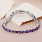 Amethyst Bracelet (Size - 7) in Platinum Overlay Sterling Silver 12.34 Ct, Silver Wt. 9.65 Gms