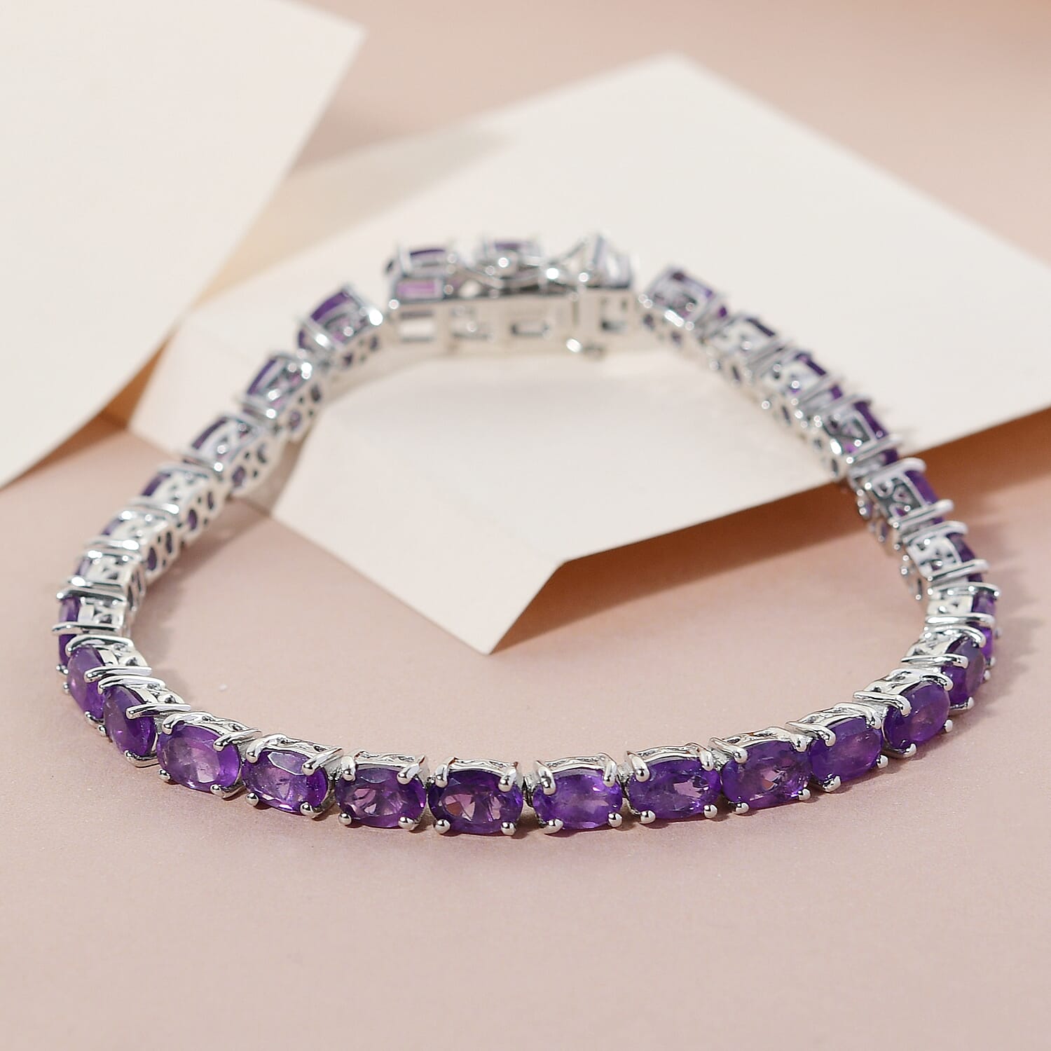 12.34 Ct. Amethyst Bracelet Platinum Plated in Sterling Silver 8727007 2