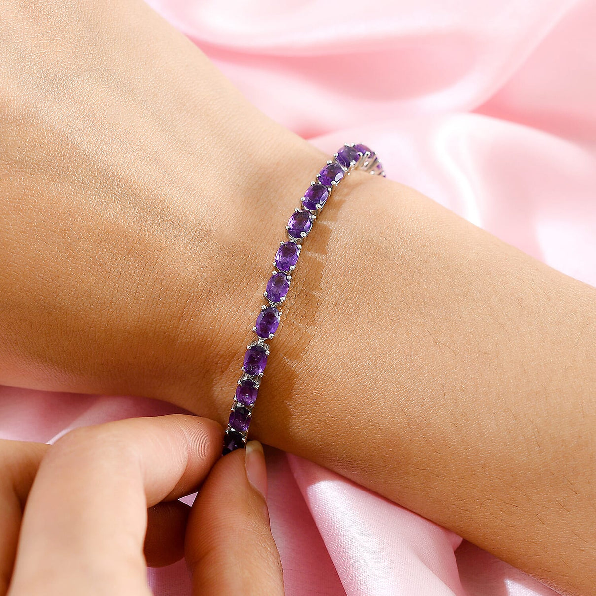 12.34 Ct. Amethyst Bracelet Platinum Plated in Sterling Silver 8727007 3