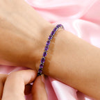 Amethyst Bracelet (Size - 7) in Platinum Overlay Sterling Silver 12.34 Ct, Silver Wt. 9.65 Gms
