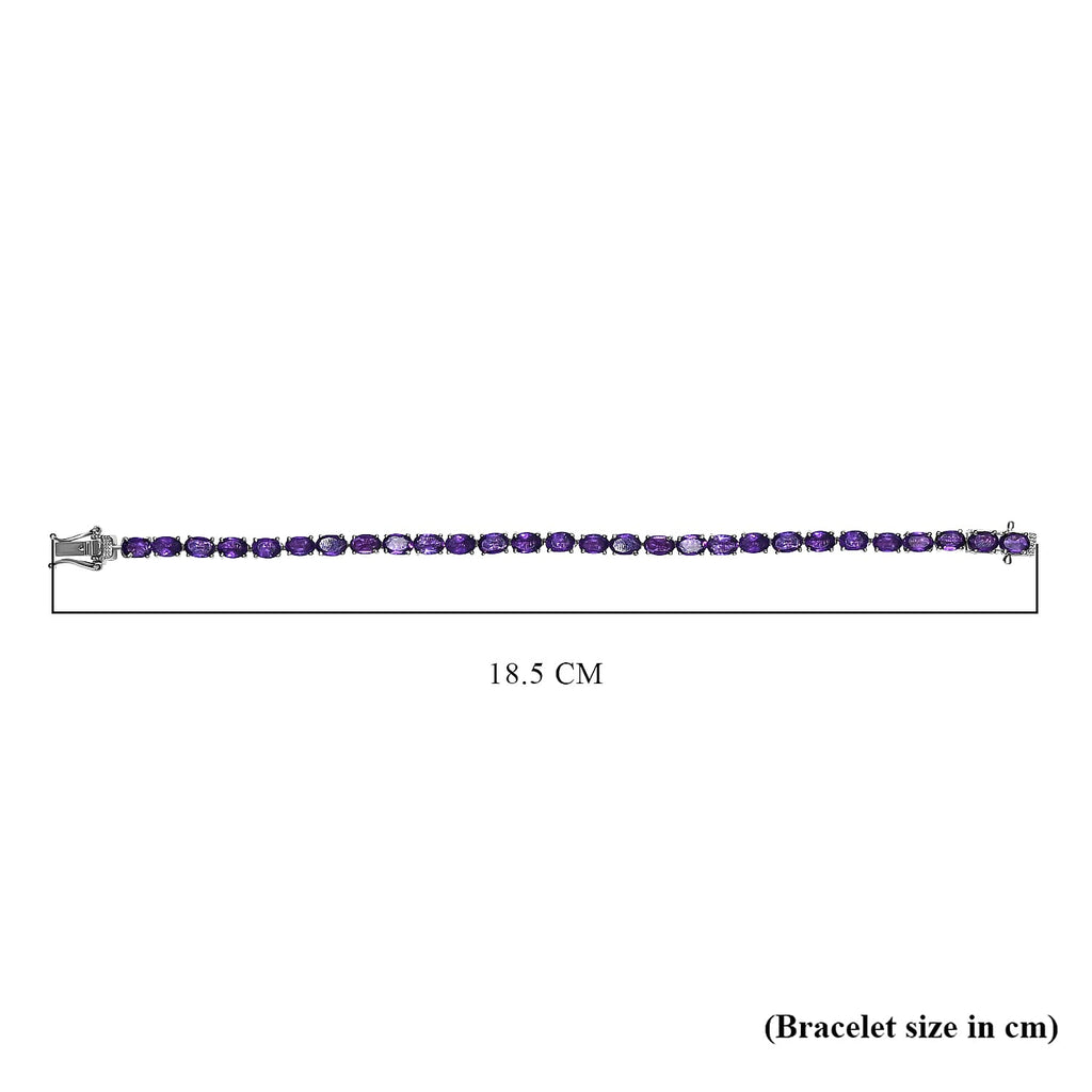 Amethyst Bracelet (Size - 7) in Platinum Overlay Sterling Silver 12.34 Ct, Silver Wt. 9.65 Gms