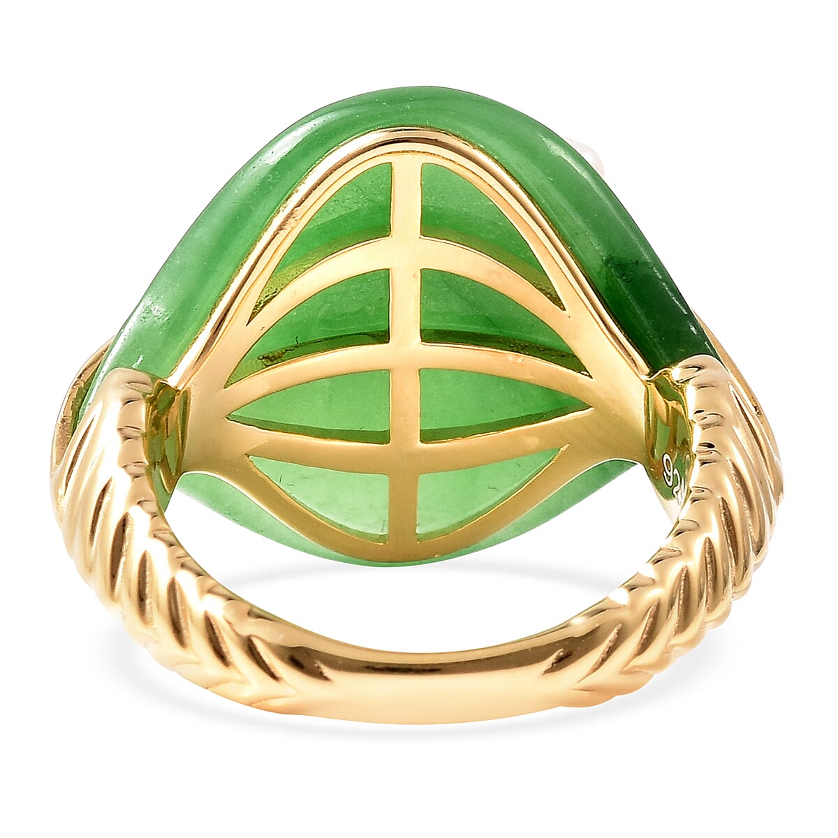 12.5 Ct. Carved Green Jade and Fresh Water Pearl Ring in  Yellow Gold Over Sterling Silver 3676868 4