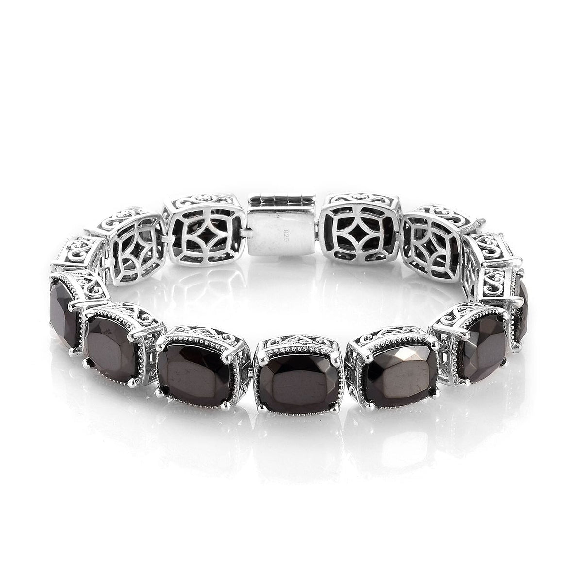 13 Carat Elite Shungite Station Bracelet in Platinum Plated Sterling Silver 7.5 Inch 3618378 0