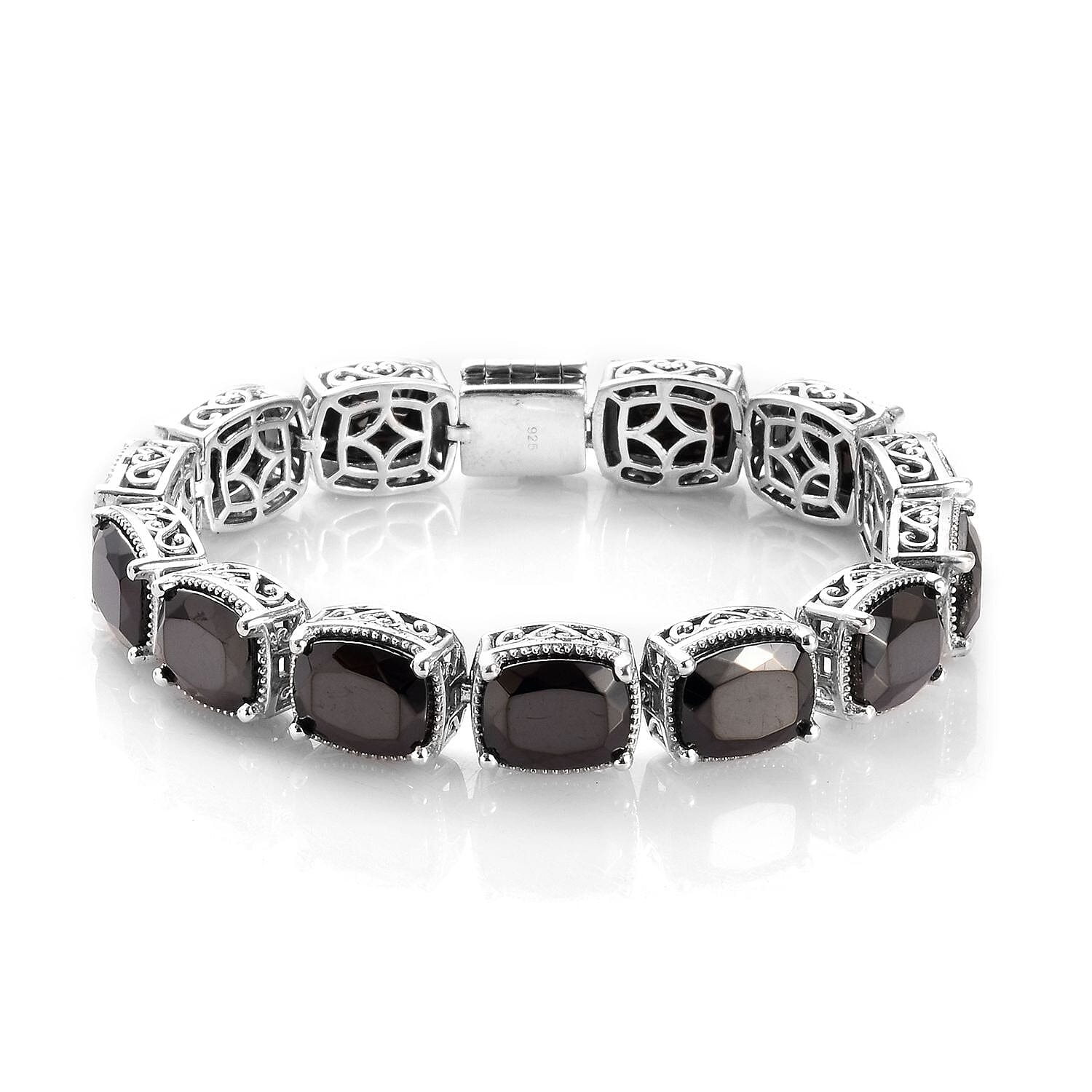 13 Carat Elite Shungite Station Bracelet in Platinum Plated Sterling Silver 7.5 Inch 3618378 0