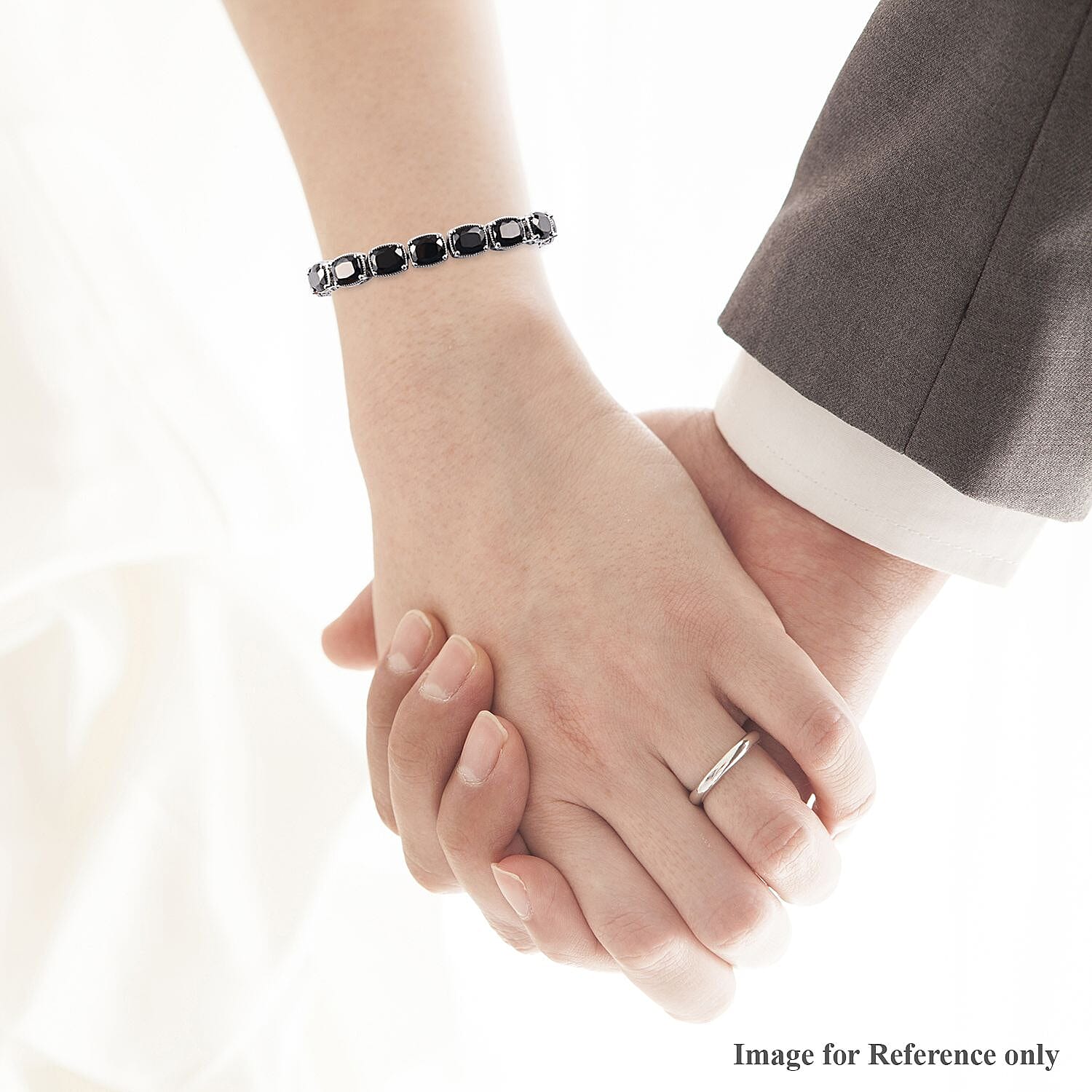 13 Carat Elite Shungite Station Bracelet in Platinum Plated Sterling Silver 7.5 Inch 3618378 2
