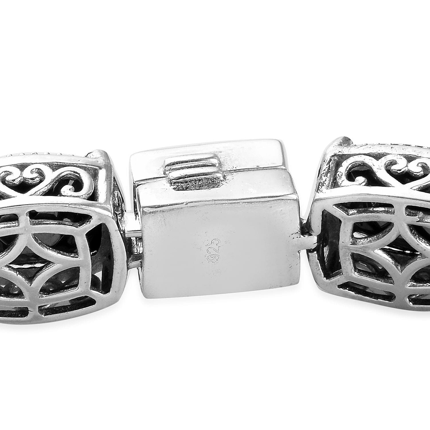 13 Carat Elite Shungite Station Bracelet in Platinum Plated Sterling Silver 7.5 Inch 3618378 3