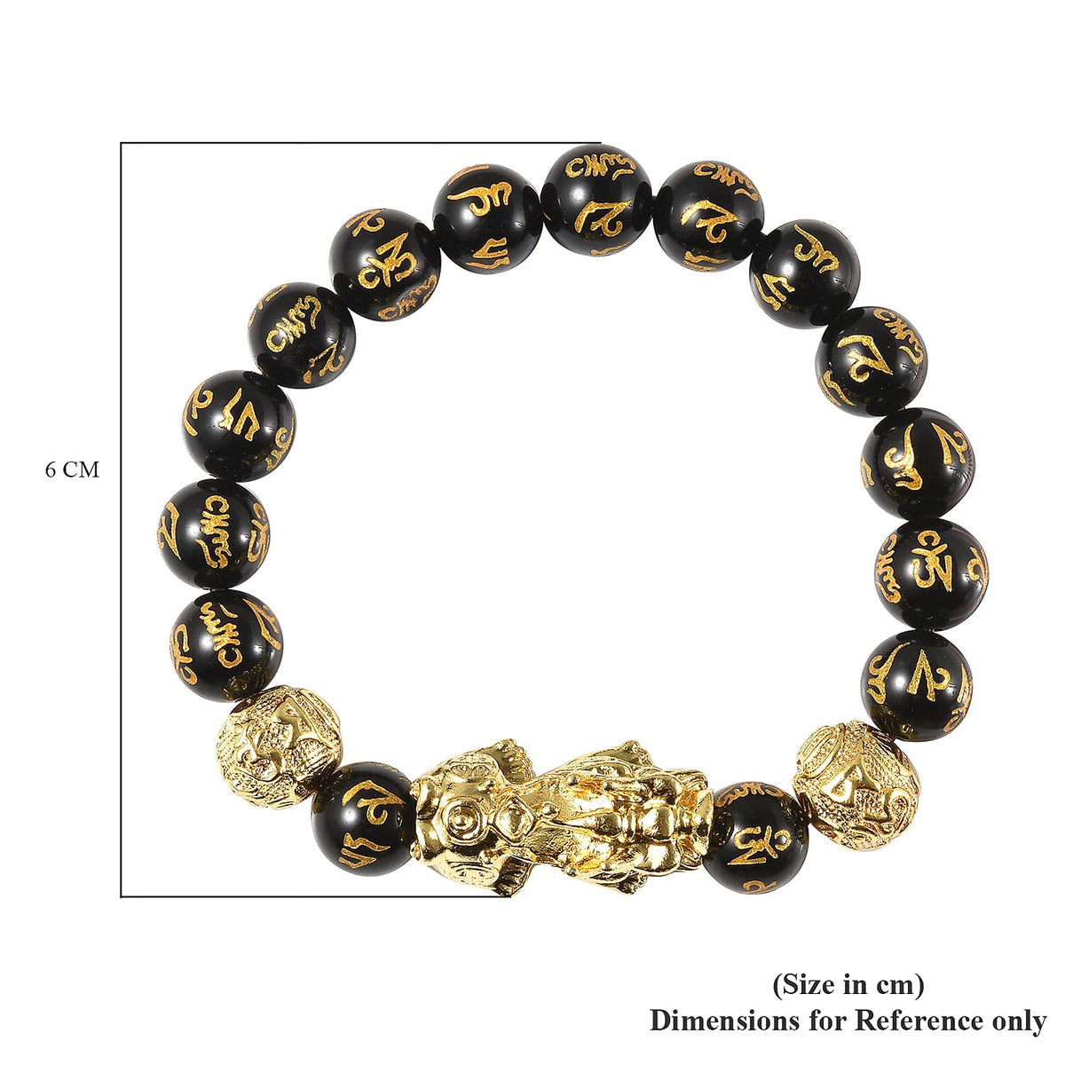 138 Ct. Black Obsidian Feng Shui Pixiu Stretchable Bracelet in Gold-Tone 6297594 4