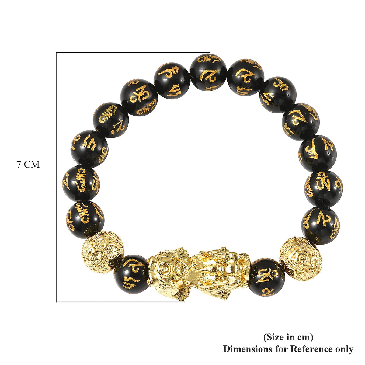 138 Ct. Black Obsidian Feng Shui Pixiu Stretchable Bracelet in Gold-Tone 6297594 6