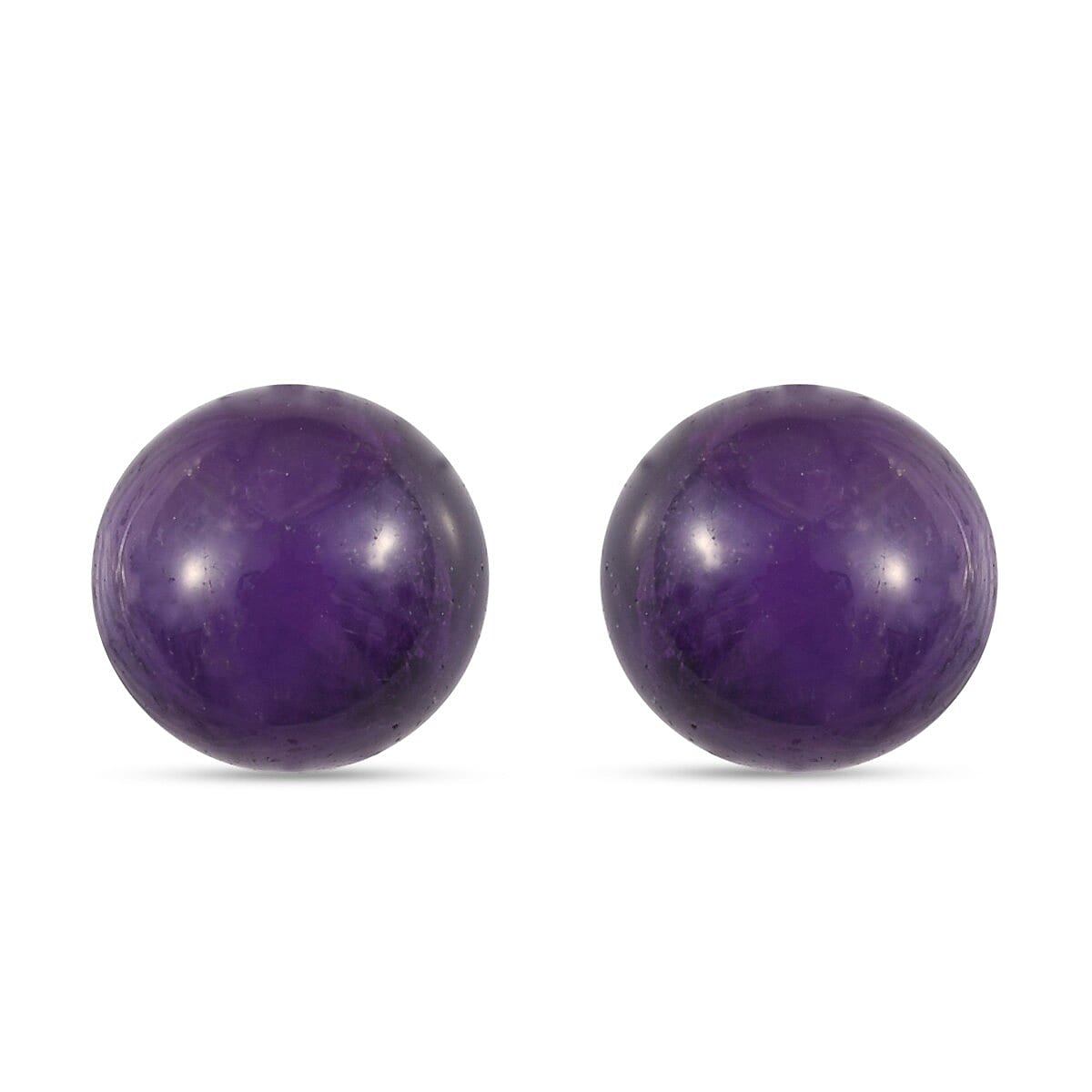 14 Ct. African Amethyst Solitaire Bead Earrings in Sterling Silver 3778246 0