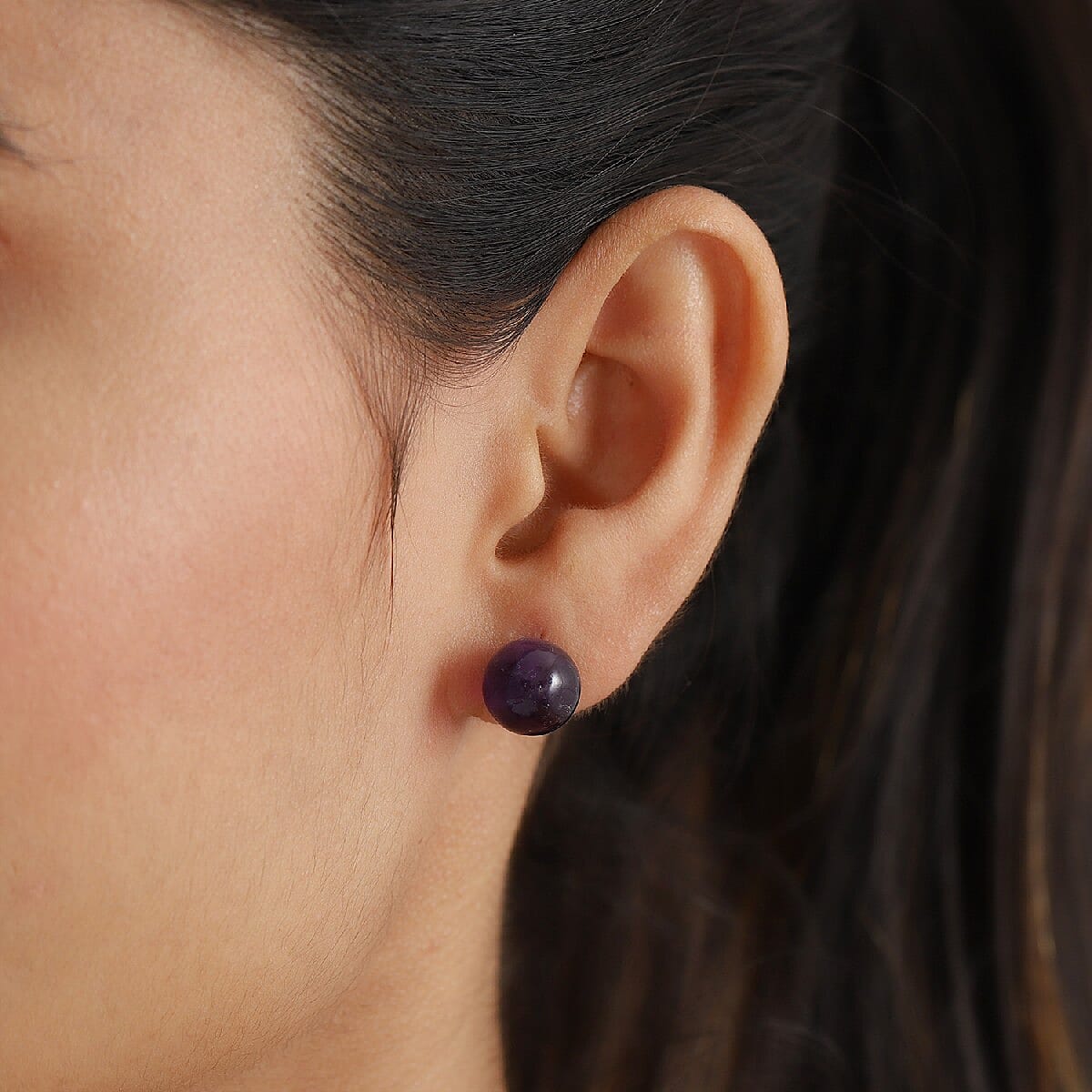 14 Ct. African Amethyst Solitaire Bead Earrings in Sterling Silver 3778246 3