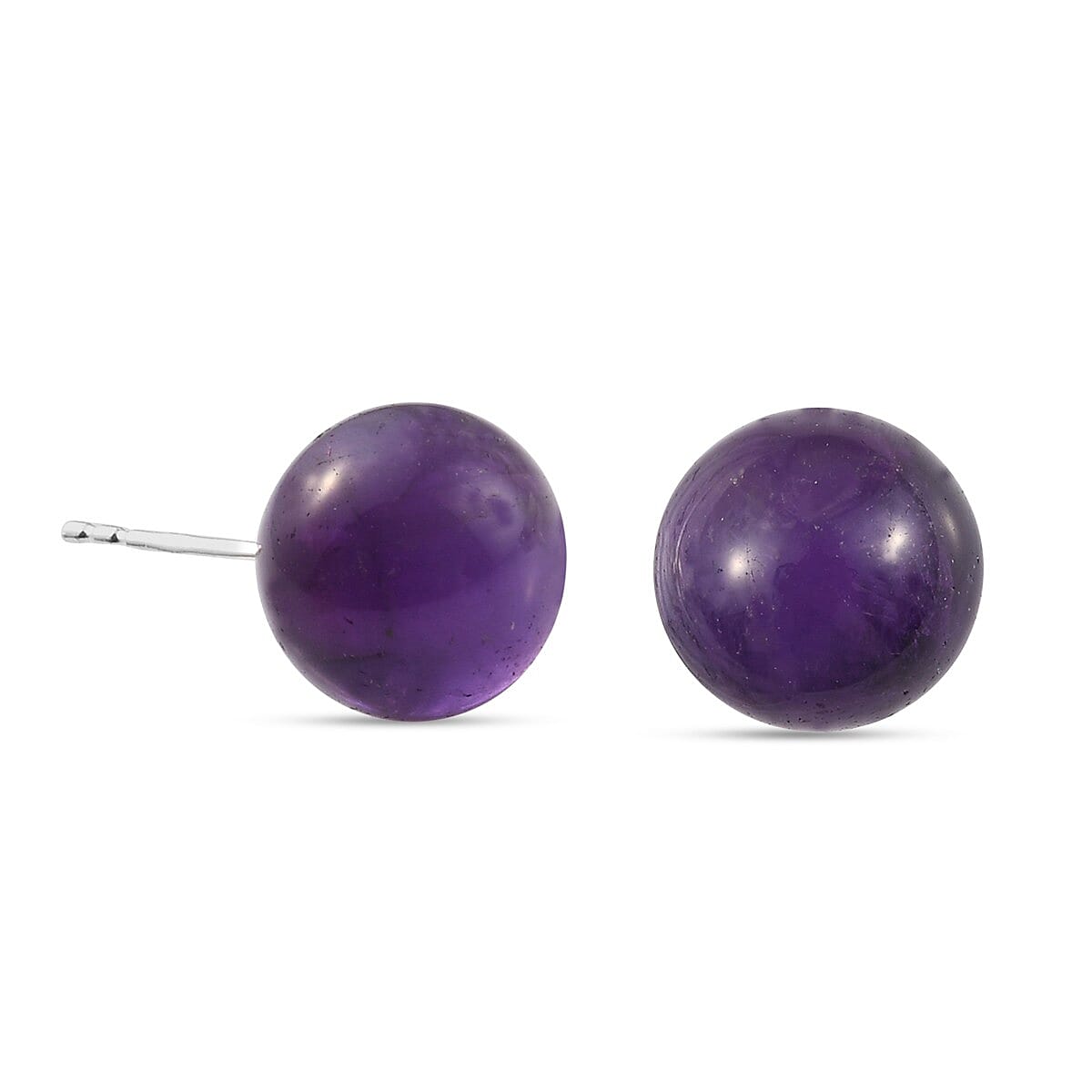 14 Ct. African Amethyst Solitaire Bead Earrings in Sterling Silver 3778246 4