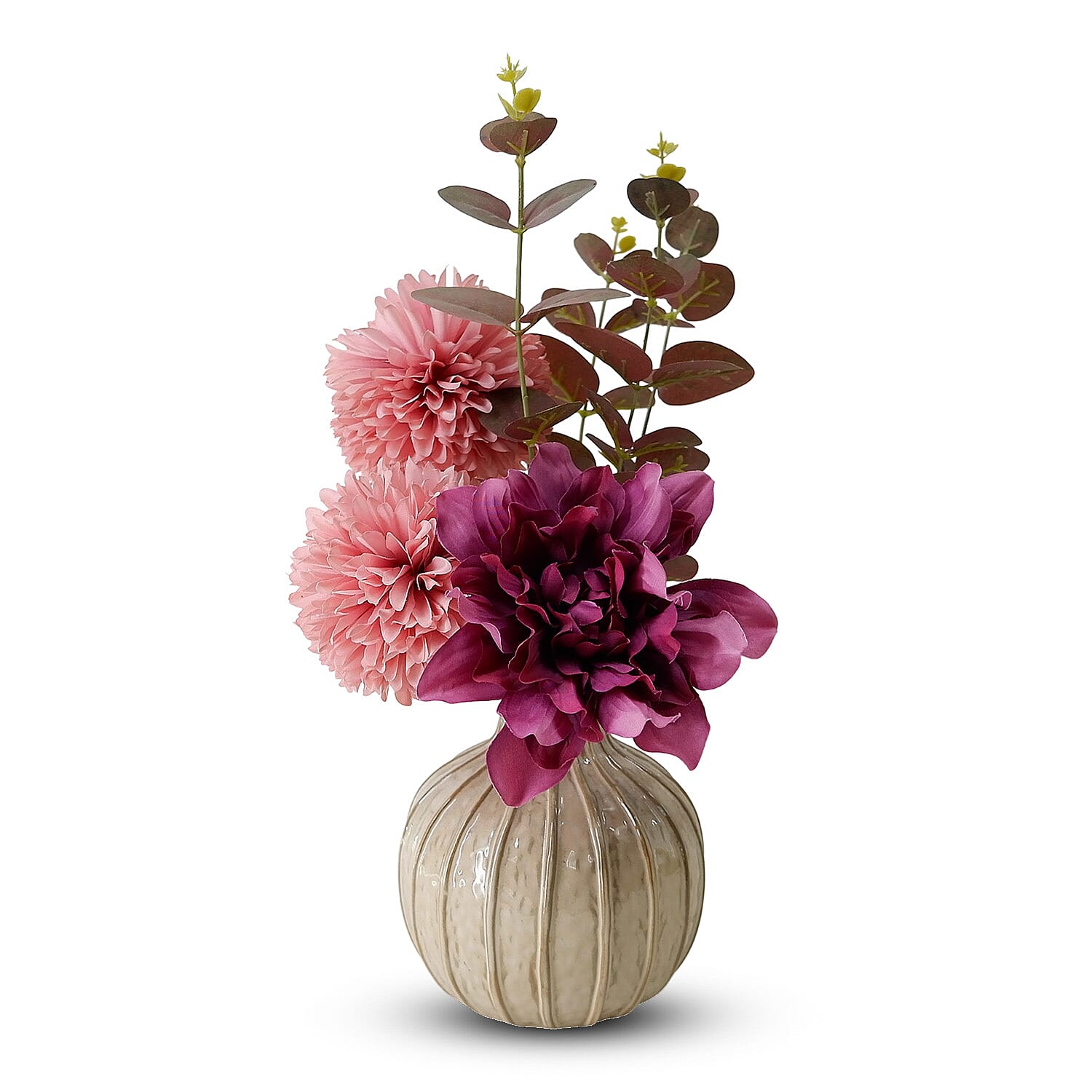 14 H Plum Mixed Floral Arrangement in Bulb Vase 7810044 0