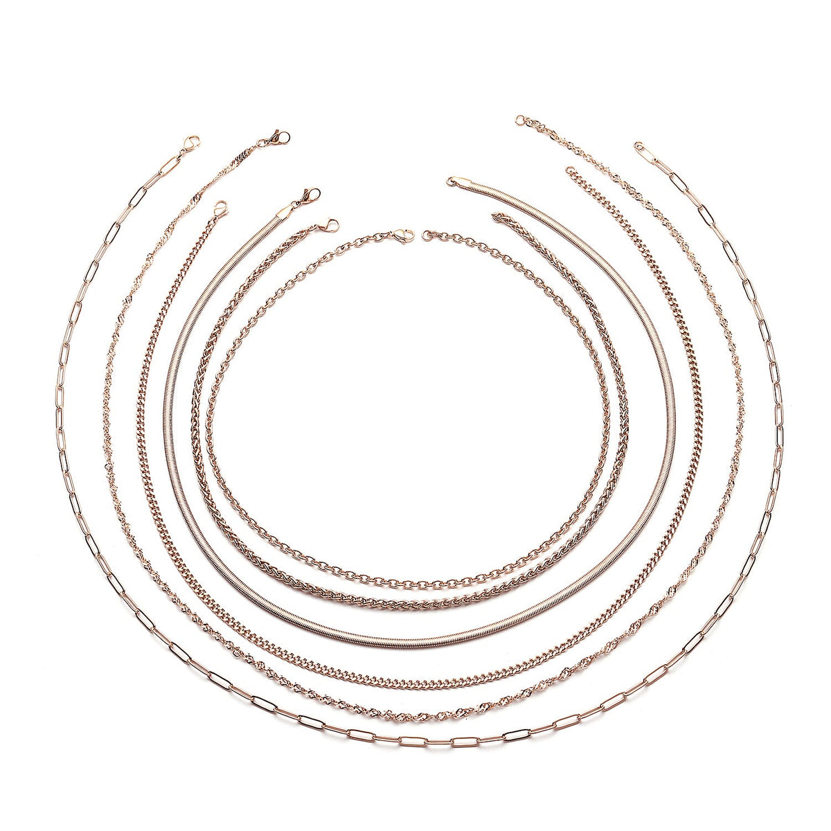 EverTrue Birthday Deal! Set of 16 - 6 Necklaces (Size - 30/24/20), 6 Bracelets (Size - 7 with Extender), 2 Push Back Earrings with Clasp, Storage Box &amp; Magnetic Chain Extender in Rose V32513728 1