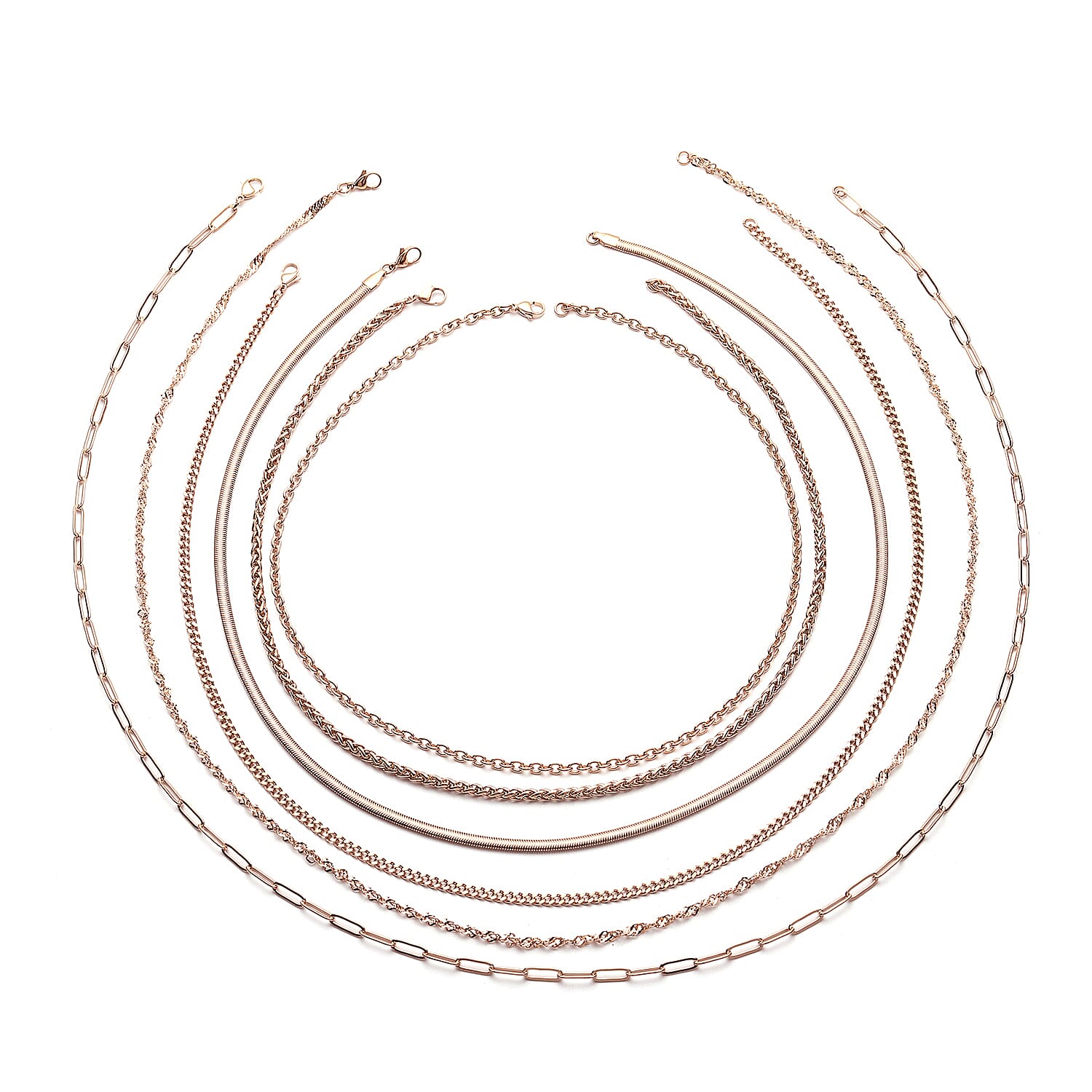 EverTrue Birthday Deal! Set of 16 - 6 Necklaces (Size - 30/24/20), 6 Bracelets (Size - 7 with Extender), 2 Push Back Earrings with Clasp, Storage Box &amp; Magnetic Chain Extender in Rose V32513728 1