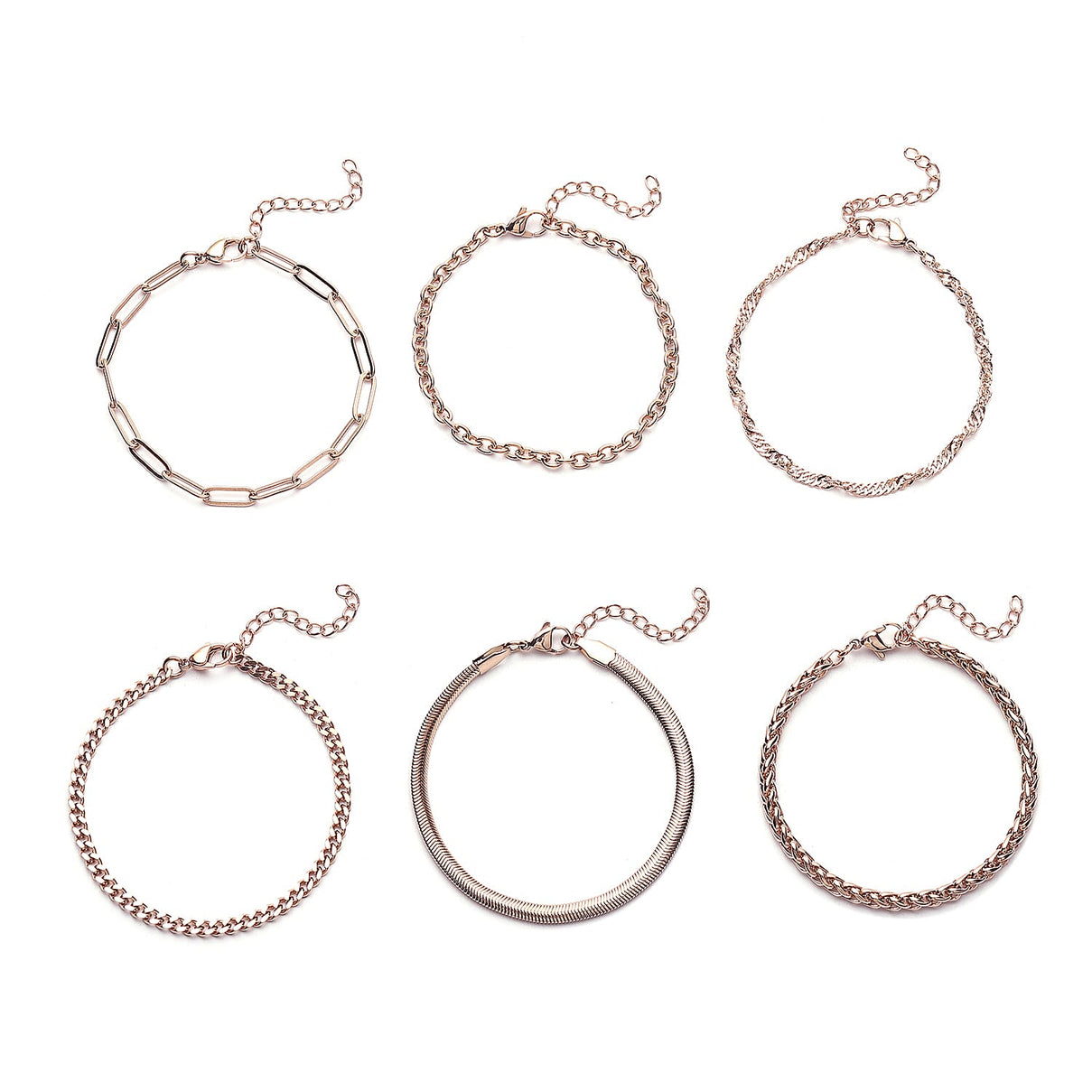EverTrue Birthday Deal! Set of 16 - 6 Necklaces (Size - 30/24/20), 6 Bracelets (Size - 7 with Extender), 2 Push Back Earrings with Clasp, Storage Box &amp; Magnetic Chain Extender in Rose V32513728 3