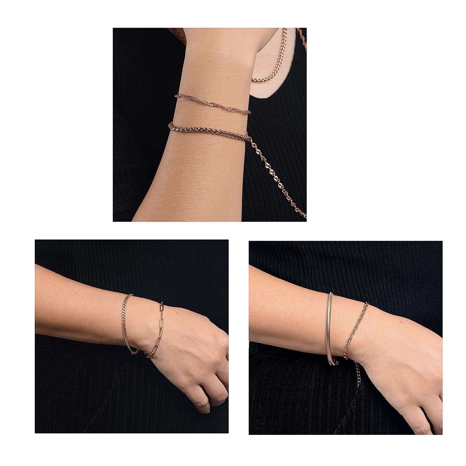 EverTrue Birthday Deal! Set of 16 - 6 Necklaces (Size - 30/24/20), 6 Bracelets (Size - 7 with Extender), 2 Push Back Earrings with Clasp, Storage Box &amp; Magnetic Chain Extender in Rose V32513728 4