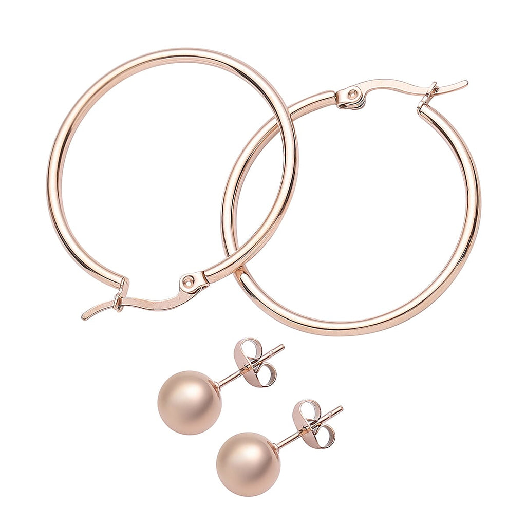 EverTrue Birthday Deal! Set of 16 - 6 Necklaces (Size - 30-24-20), 6 Bracelets (Size - 7 with Extender), 2 Push Back Earrings with Clasp, Storage Box & Magnetic Chain Extender in Rose