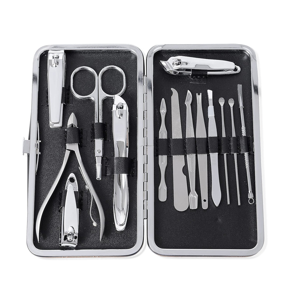 14 Piece Set - Manicure Grooming Kit in Box - Brown