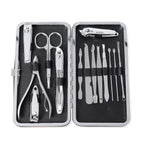 14 Piece Set - Manicure Grooming Kit in Box - Brown