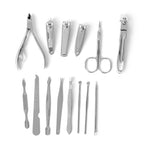 14 Piece Set - Manicure Grooming Kit in Box - Brown