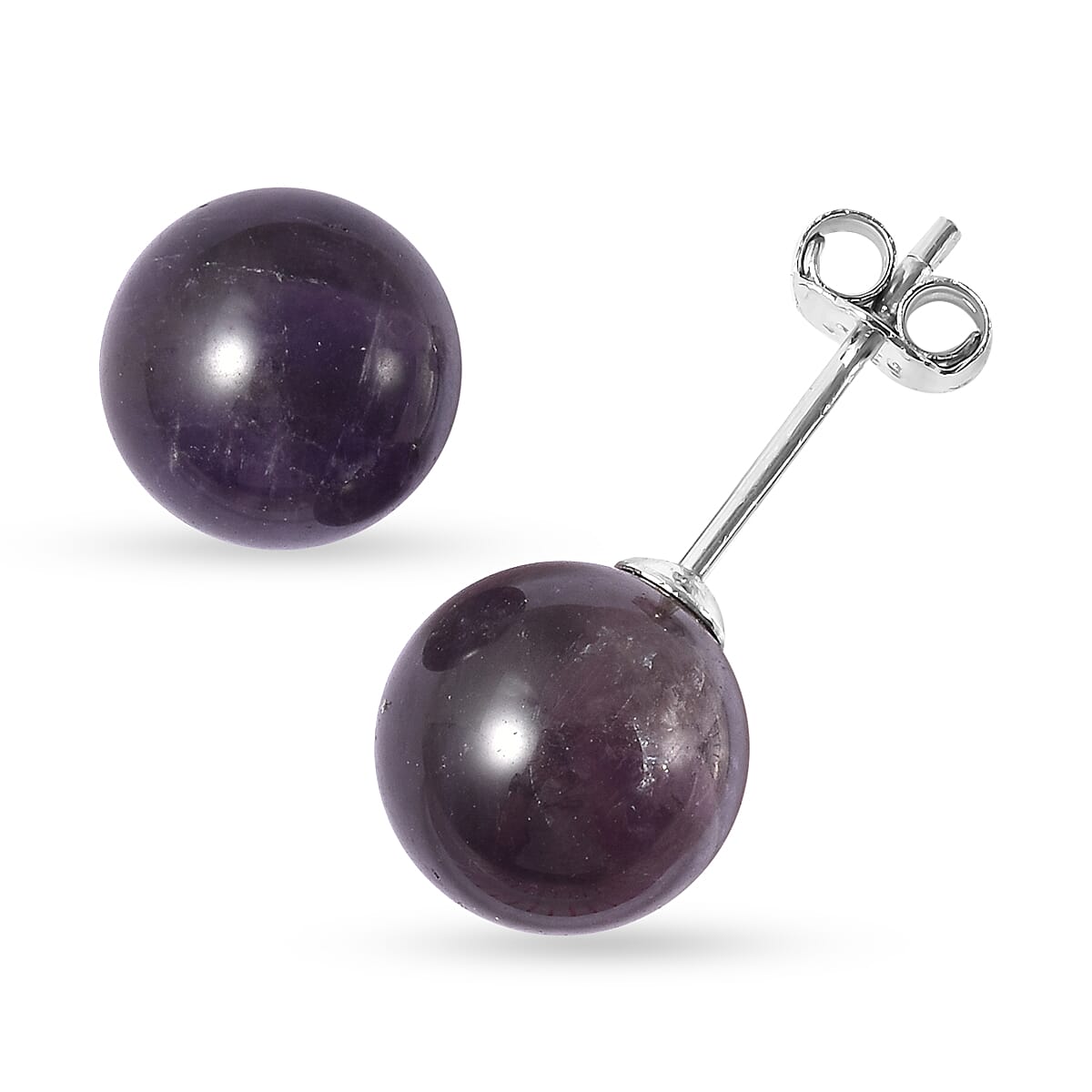 14.40 Ct Amethyst Solitaire Stud Earrings in Rhodium Plated Silver 3457991 0