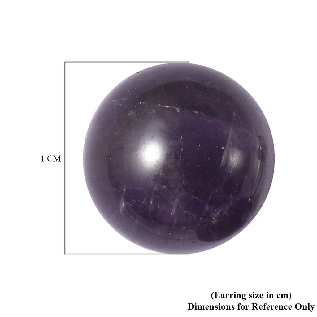 Amethyst (Rnd) Stud Earrings (with Push Back) in Rhodium Overlay Sterling Silver
