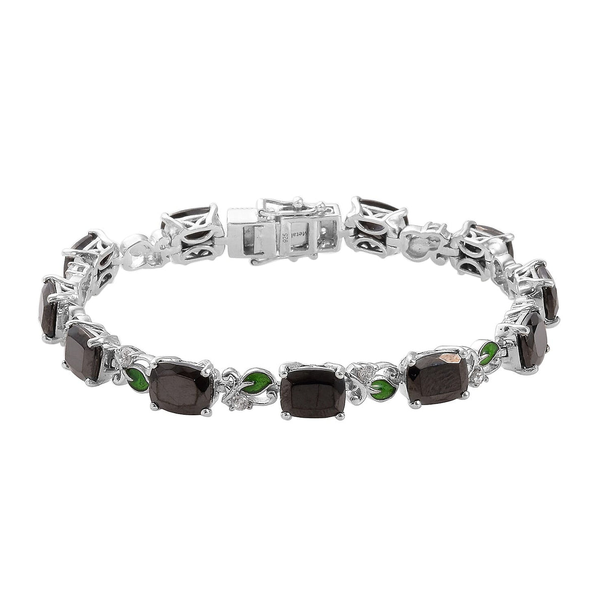 14.50 Ct Elite Shungite and Zircon Tennis Design Bracelet in Platinum Plated Silver 7.5 Inch 3511319 0