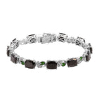 Elite Shungite (Cush) & Natural Zircon Enamelled Tennis Bracelet (Size 7.5) in Platinum Overlay Sterling Silver 14.50 Ct, Silver Wt 17.90 Gms