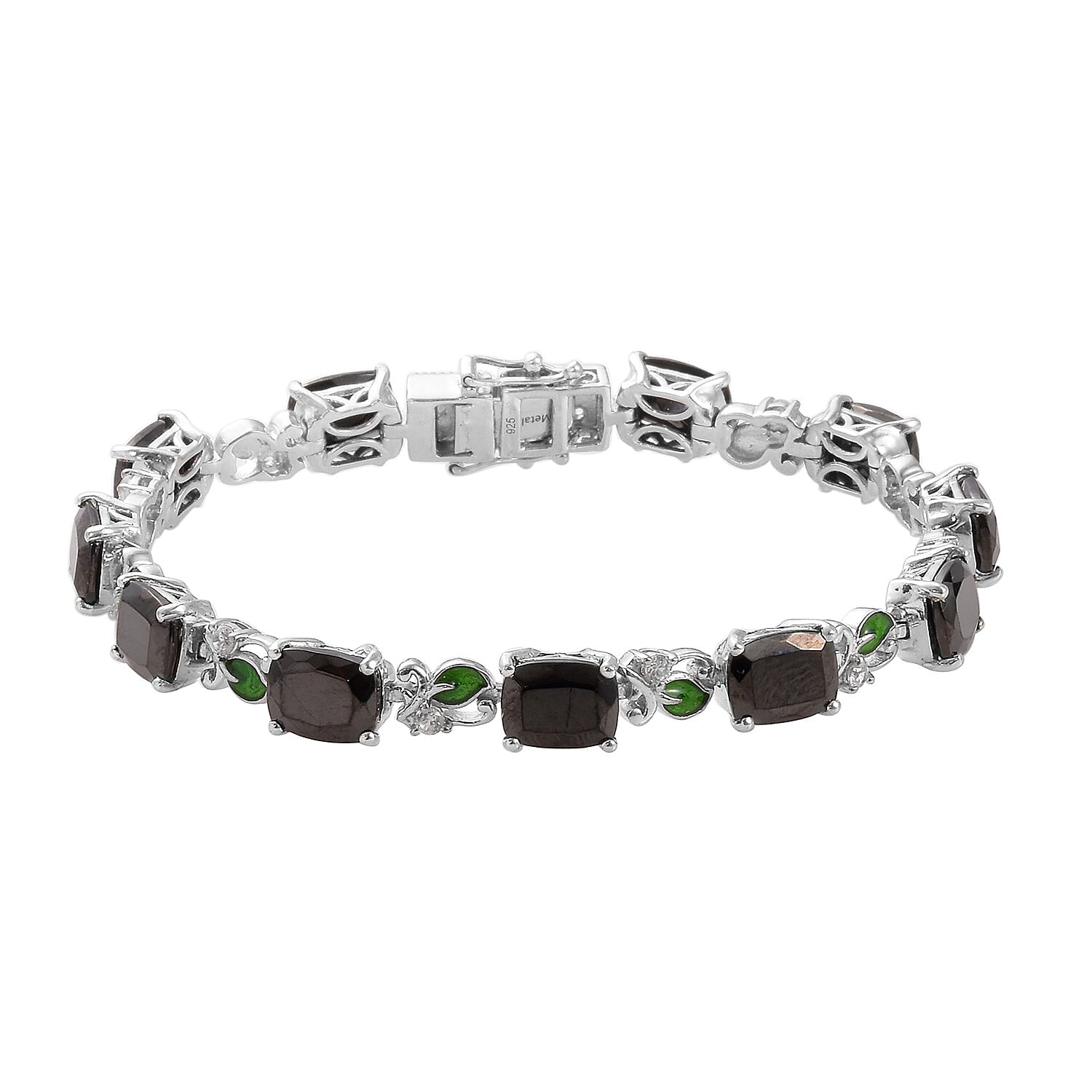 14.50 Ct Elite Shungite and Zircon Tennis Design Bracelet in Platinum Plated Silver 7.5 Inch 3511319 0