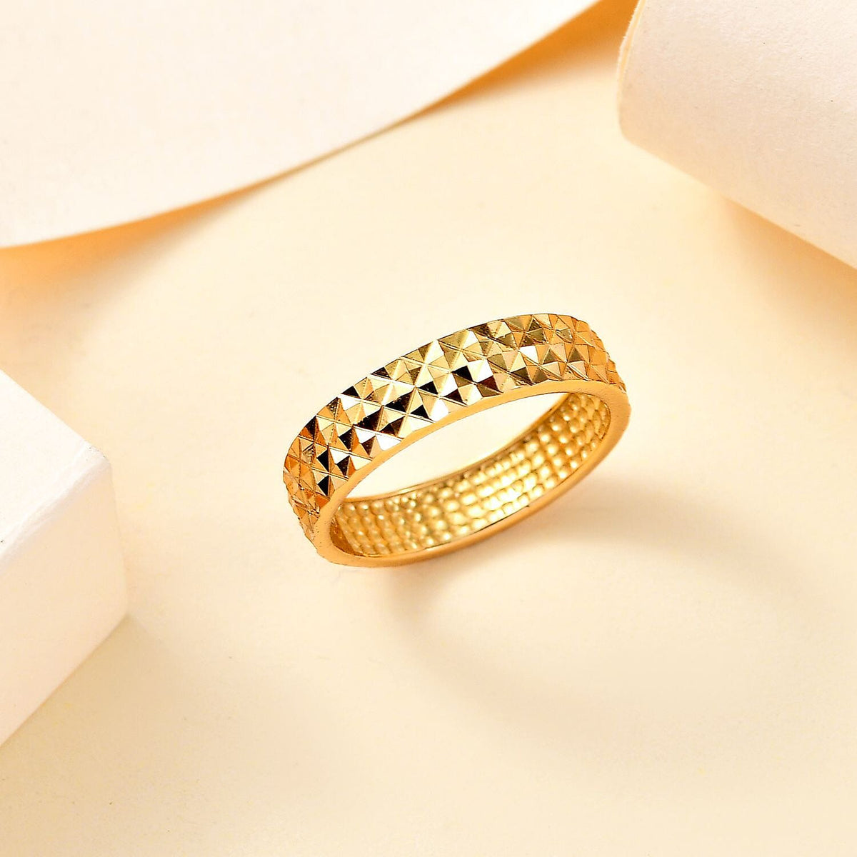 14K Gold Overlay Sterling Silver Diamond Cut Band Ring 7862661 1