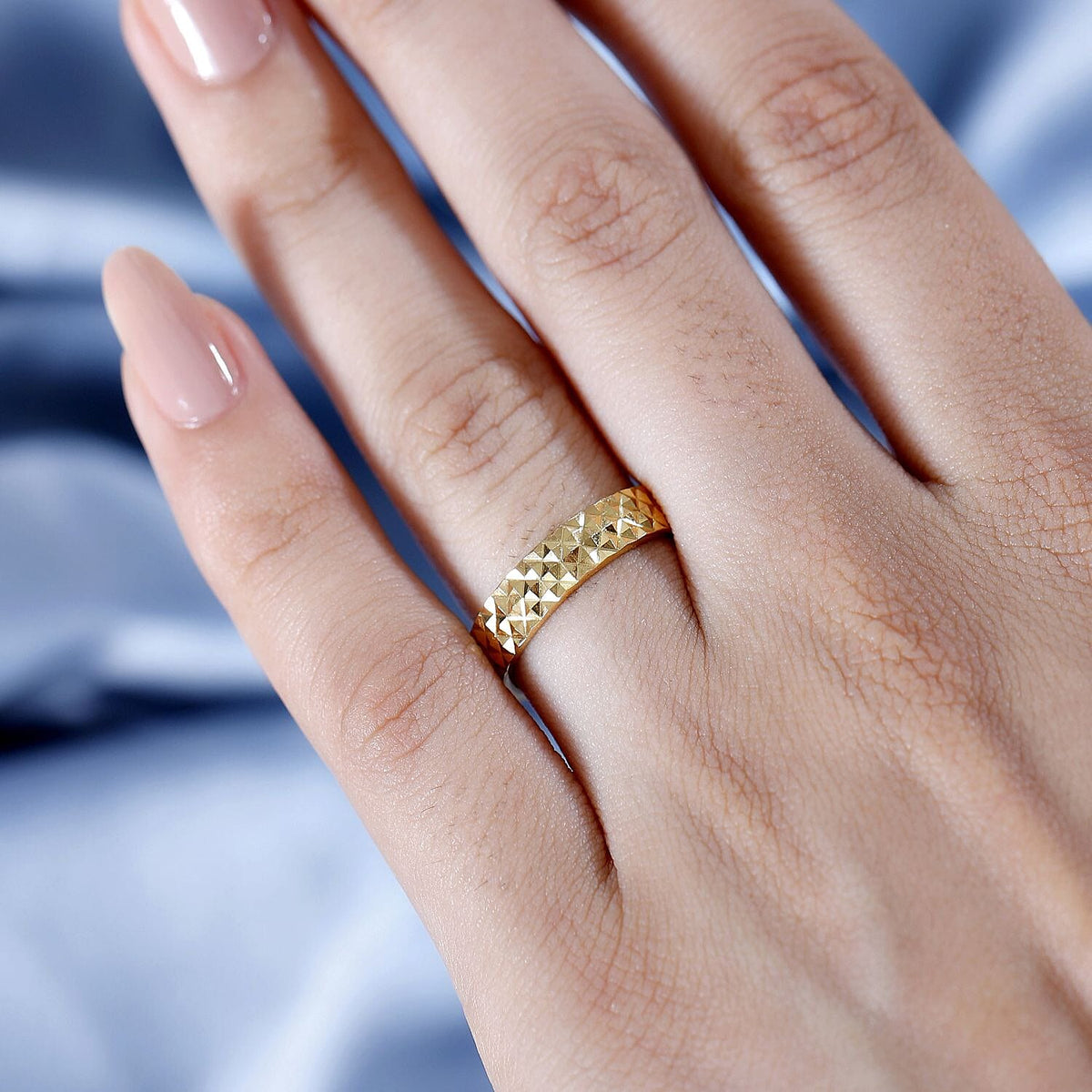 14K Gold Overlay Sterling Silver Diamond Cut Band Ring 7862661 2
