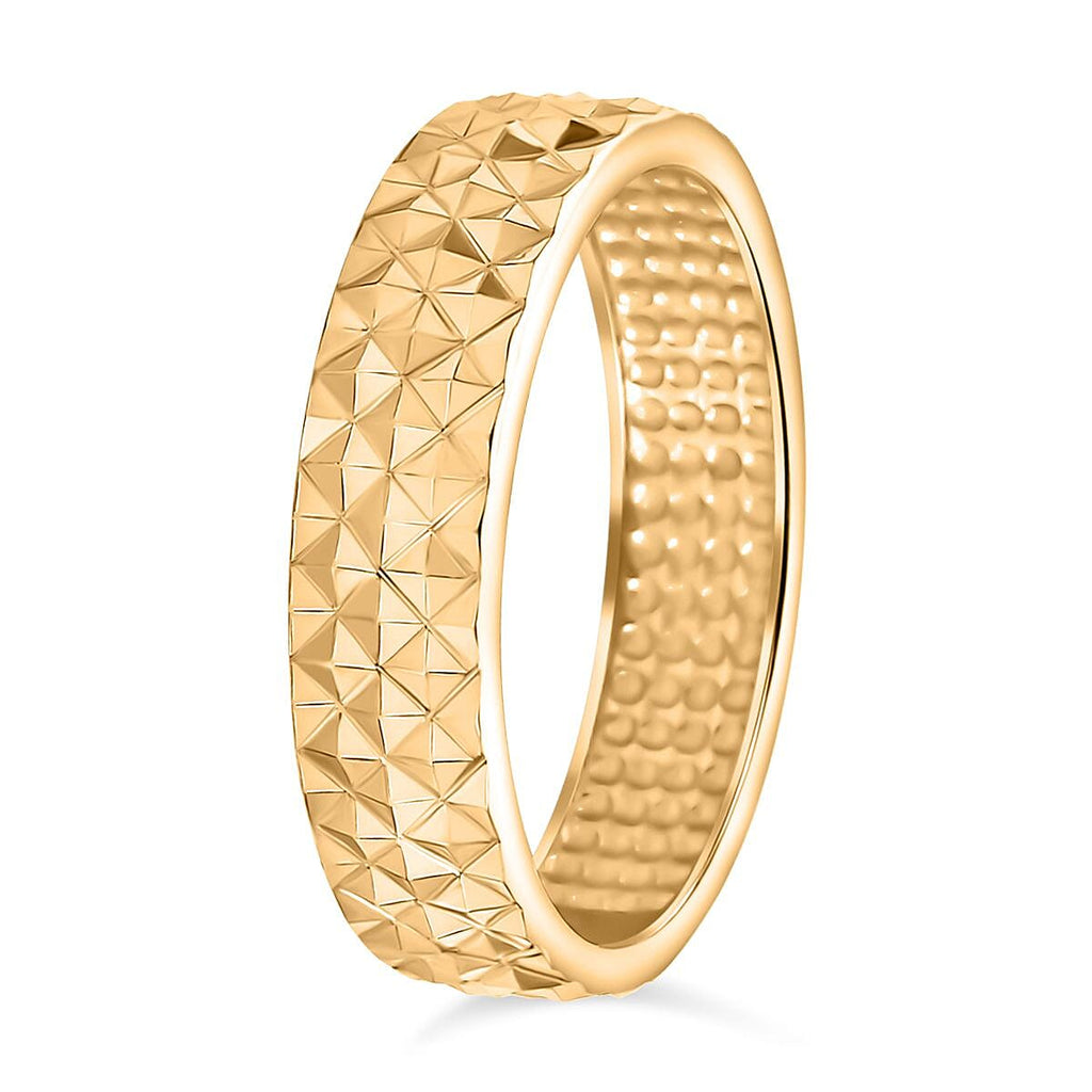14K Gold Overlay Sterling Silver Diamond Cut Band Ring