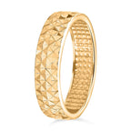14K Gold Overlay Sterling Silver Diamond Cut Band Ring