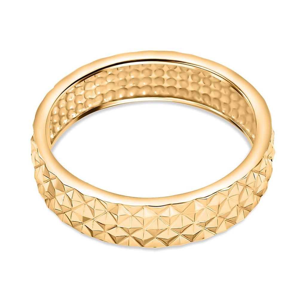 14K Gold Overlay Sterling Silver Diamond Cut Band Ring