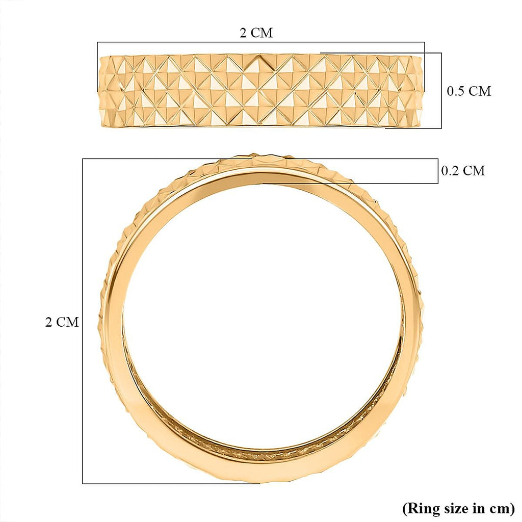 14K Gold Overlay Sterling Silver Diamond Cut Band Ring
