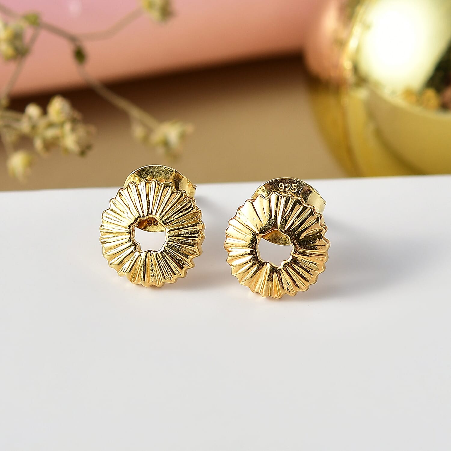 Designer Closeout - 14K Gold Overlay Sterling Silver Earrings with Push Back 8086974 2