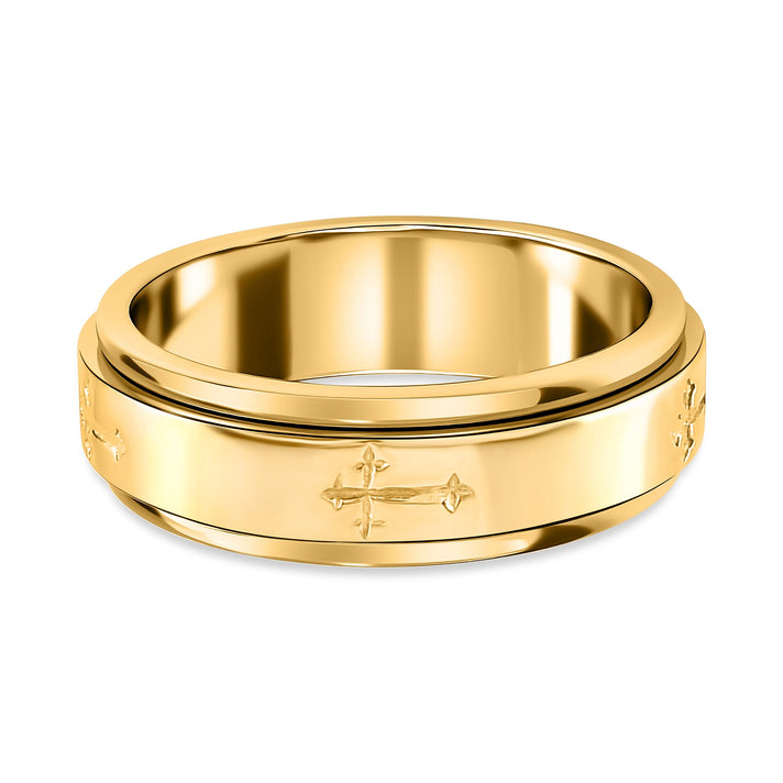 Stackable Cross Spinner Ring in Sterling Silver with 18K Vermeil Yellow Gold 7541935 1