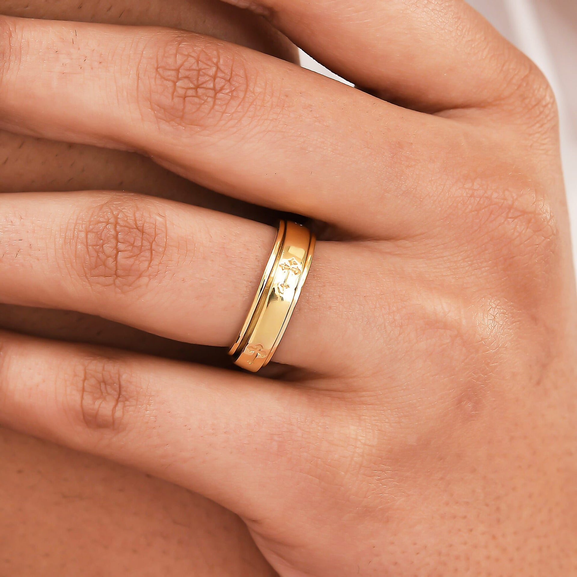Stackable Cross Spinner Ring in Sterling Silver with 18K Vermeil Yellow Gold 7541935 3