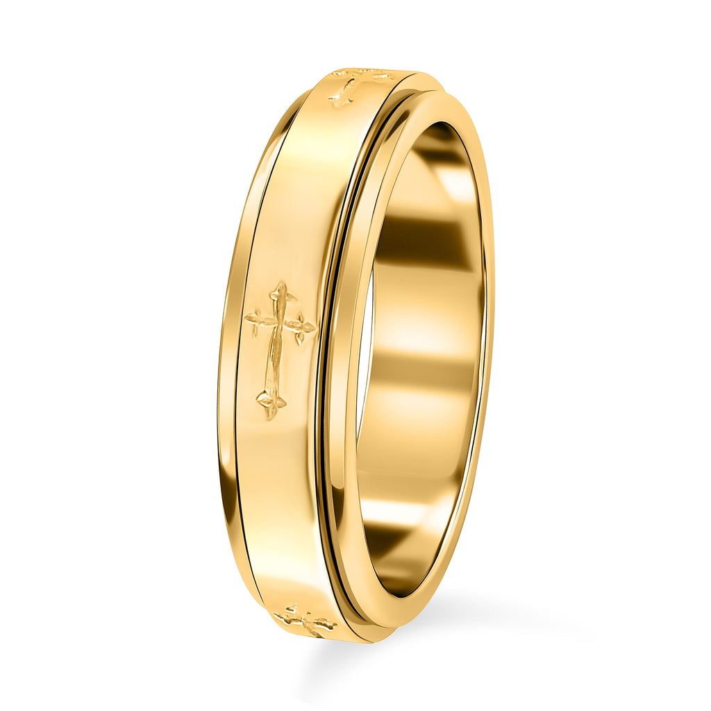 Cross Spinner Ring in 14K Gold Overlay Sterling Silver