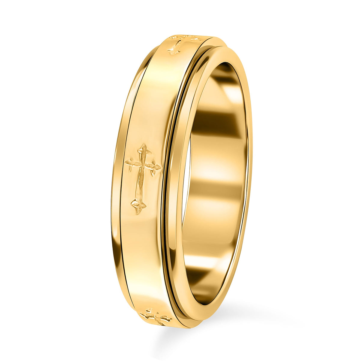 Stackable Cross Spinner Ring in Sterling Silver with 18K Vermeil Yellow Gold 7541935 7