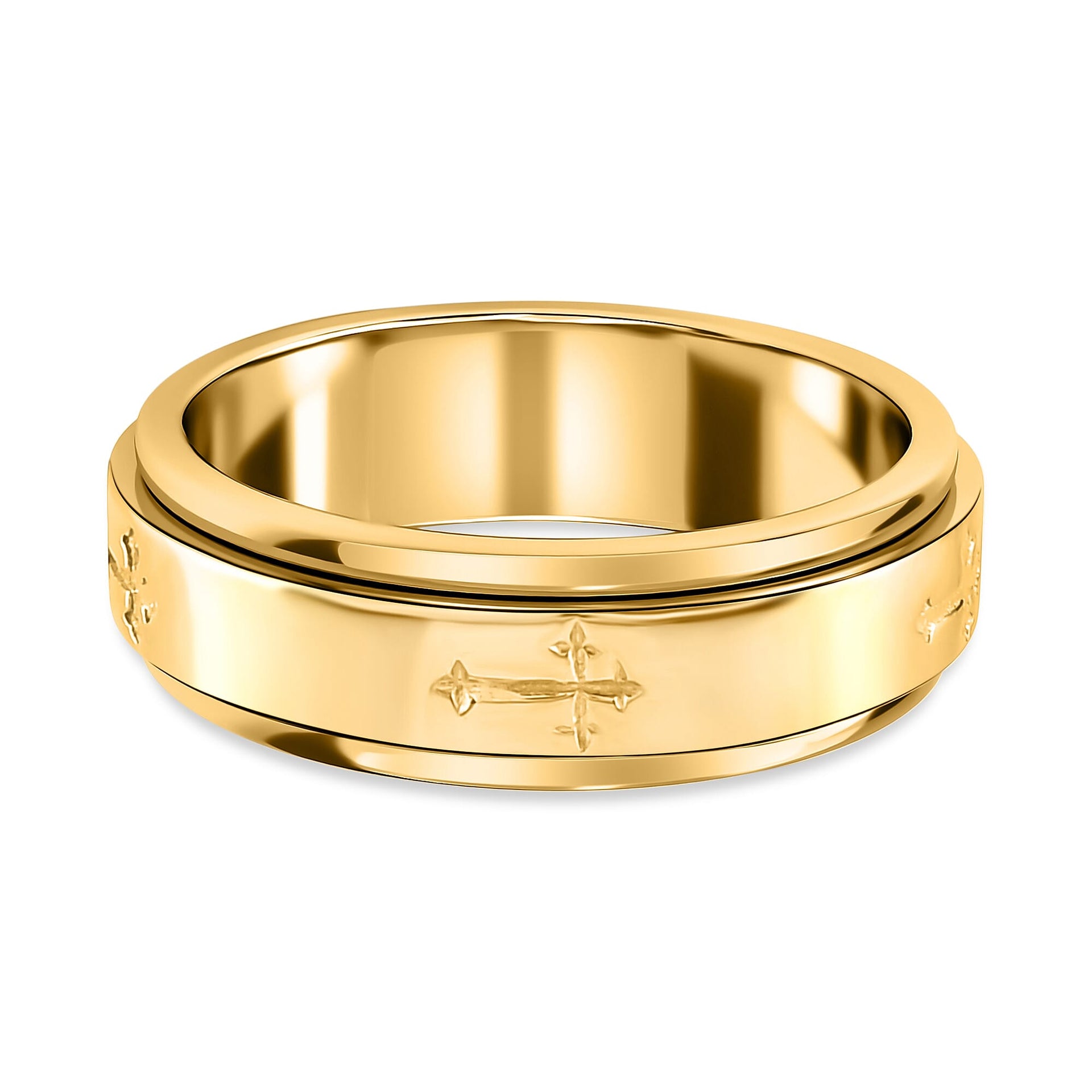 Stackable Cross Spinner Ring in Sterling Silver with 18K Vermeil Yellow Gold 7541935 8