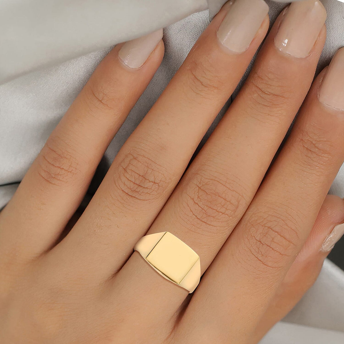 14K Gold Plated Sterling Silver Square Signet Ring 3628393 2
