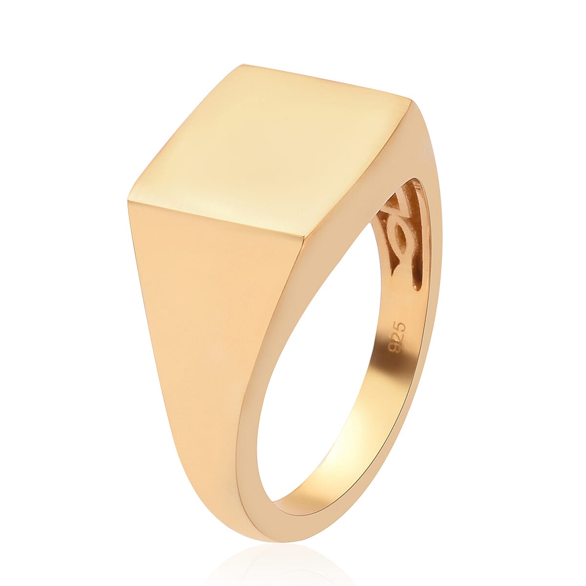 14K Gold Plated Sterling Silver Square Signet Ring 3628393 3
