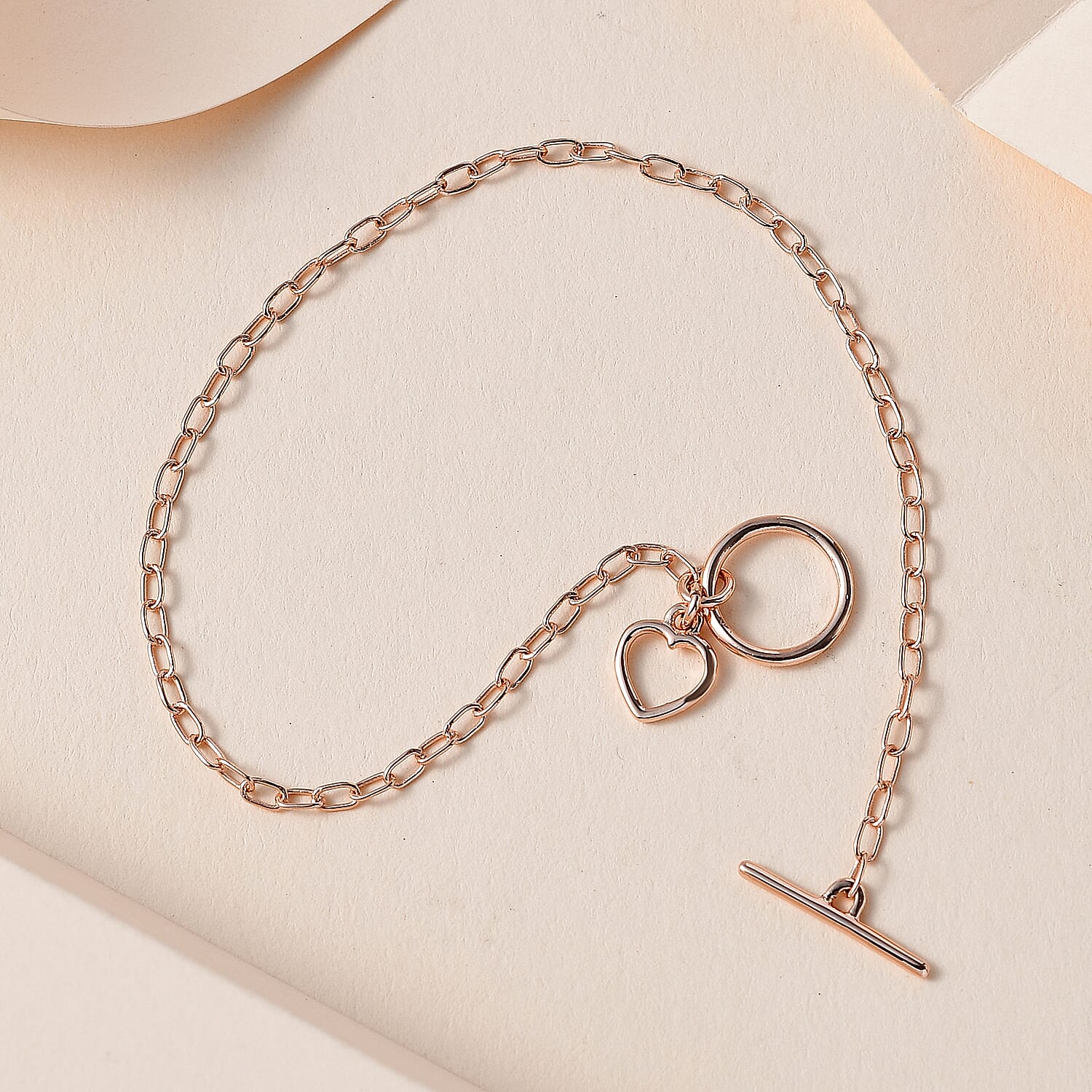 14K Rose Gold Overlay Sterling Silver Bracelet (Size - 7.5) 7533042 2